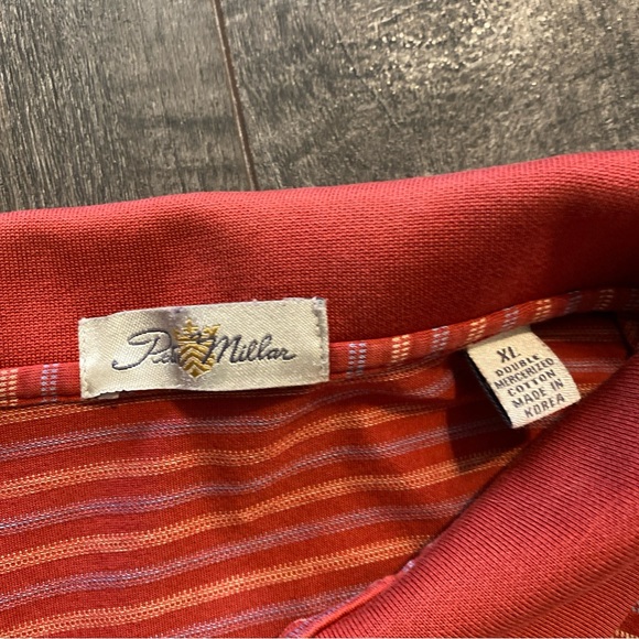 Peter Millar Golf Polo Shirt Double Mercerized Cotton Short Sleeve Stripes XL - Picture 5 of 6
